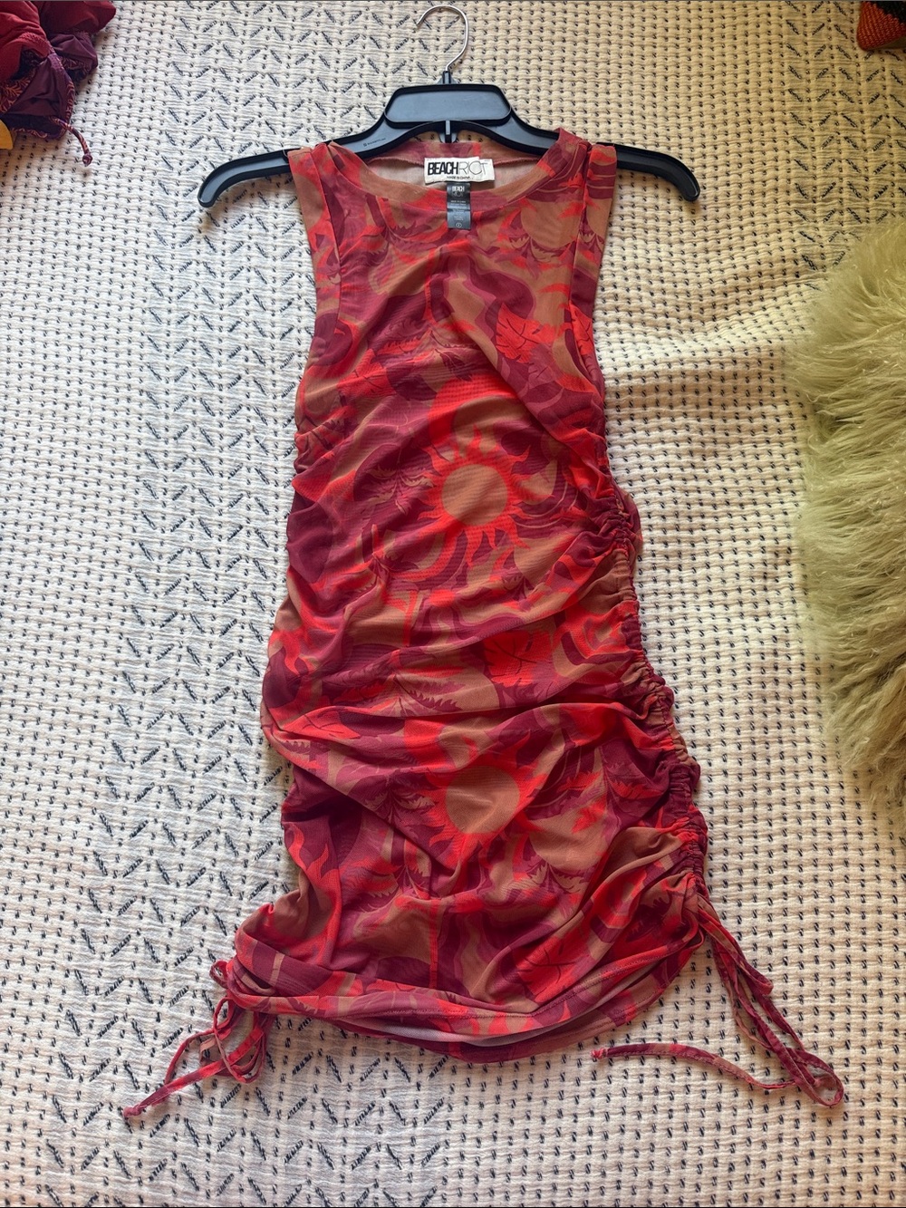 BEACH RIOT Red Ruched Tank Dress